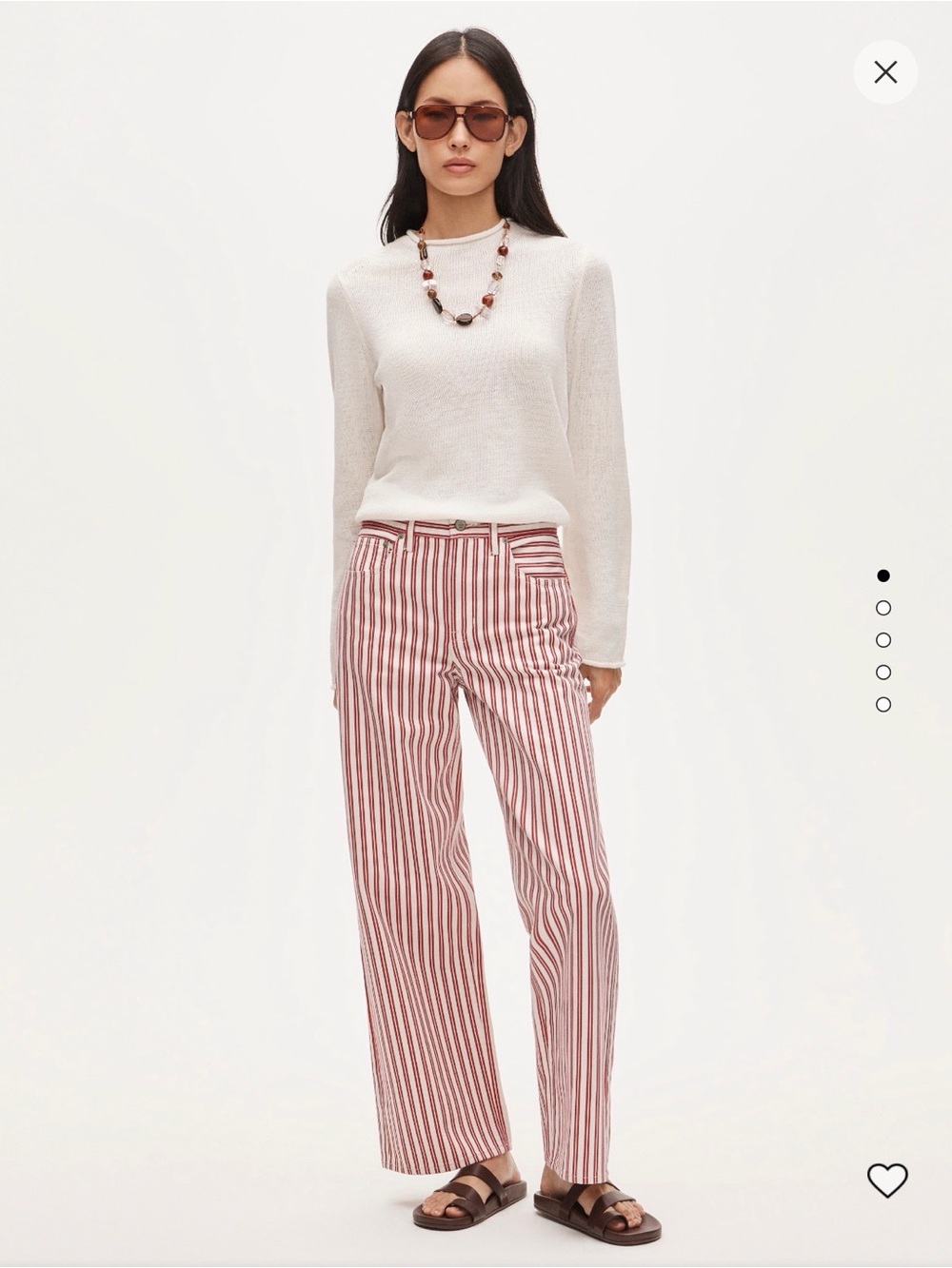 J. Crew Everyday wide-leg jean in stripe-Ivory Viva Magenta